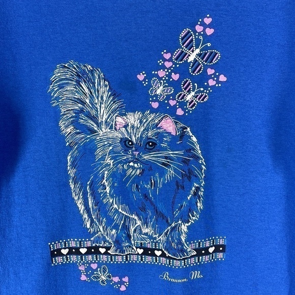 Vintage Fancy Cat Branson, MO Blue Shirt Single Stitch Medium - Picture 3 of 8